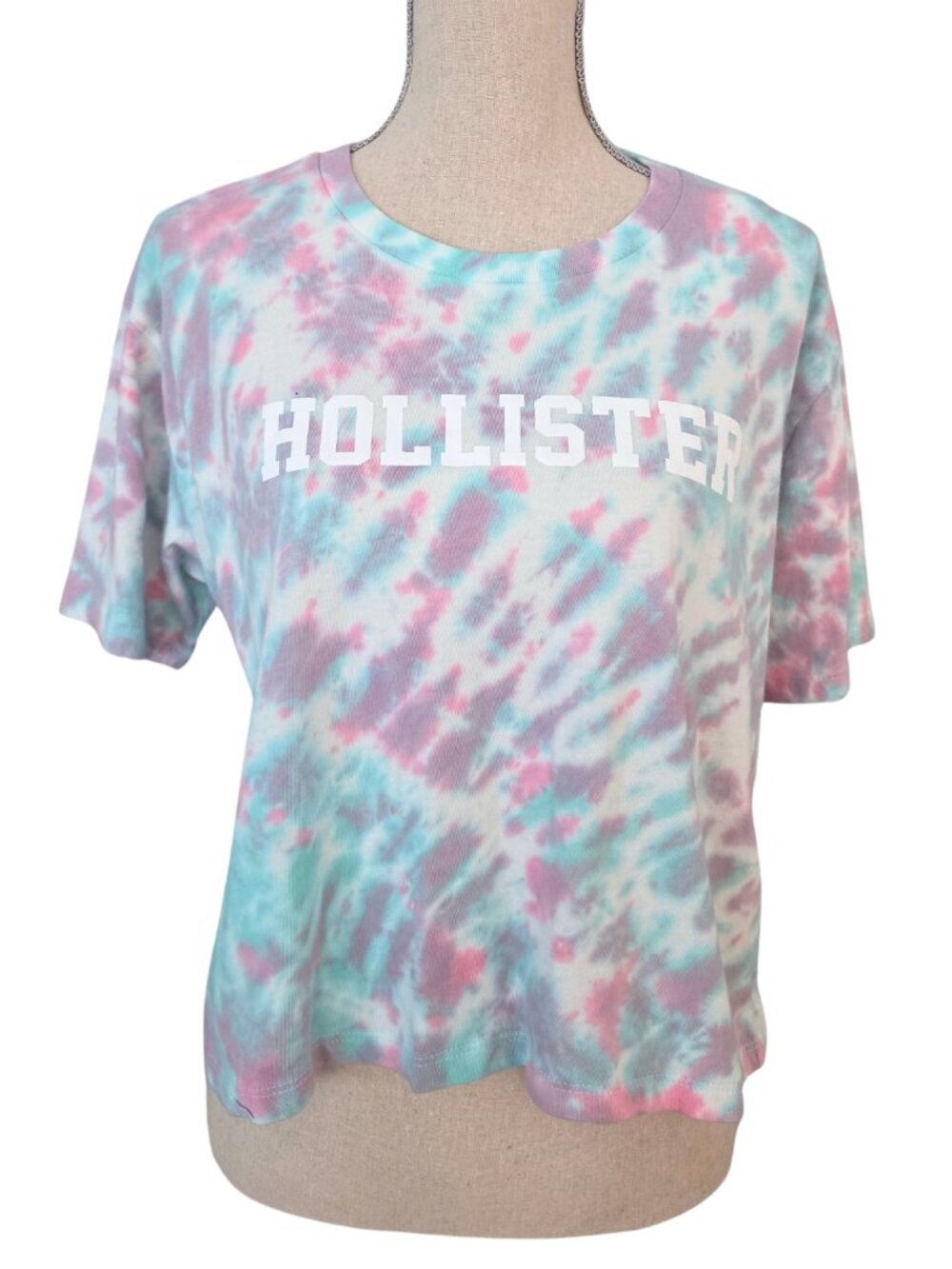 NWT Hollister Pastel Tie Dye Oversized Logo Graphic T-Shirt Medium